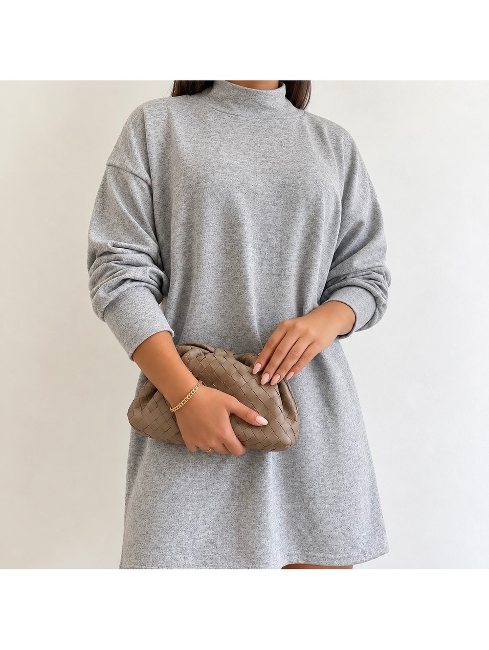 Wilfred Free Gray Mock Neck Sweatshirt Mini Dress Size M